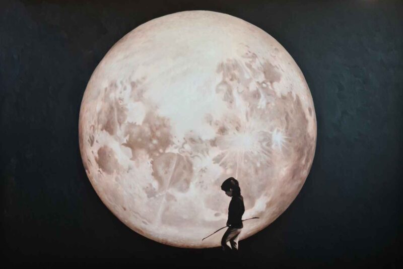 Sepia Moon hunter 02 Olje på lerret. 100 x 150 cm. kr. 48 000,-