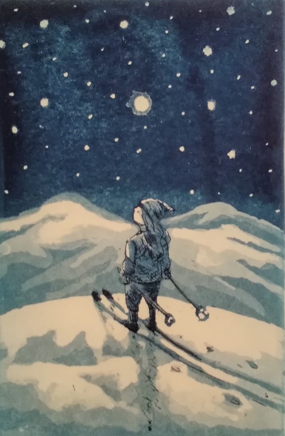 Kristian Finborud: "Jenta og stjernene" 15 x 10 cm. Kr. 900,-